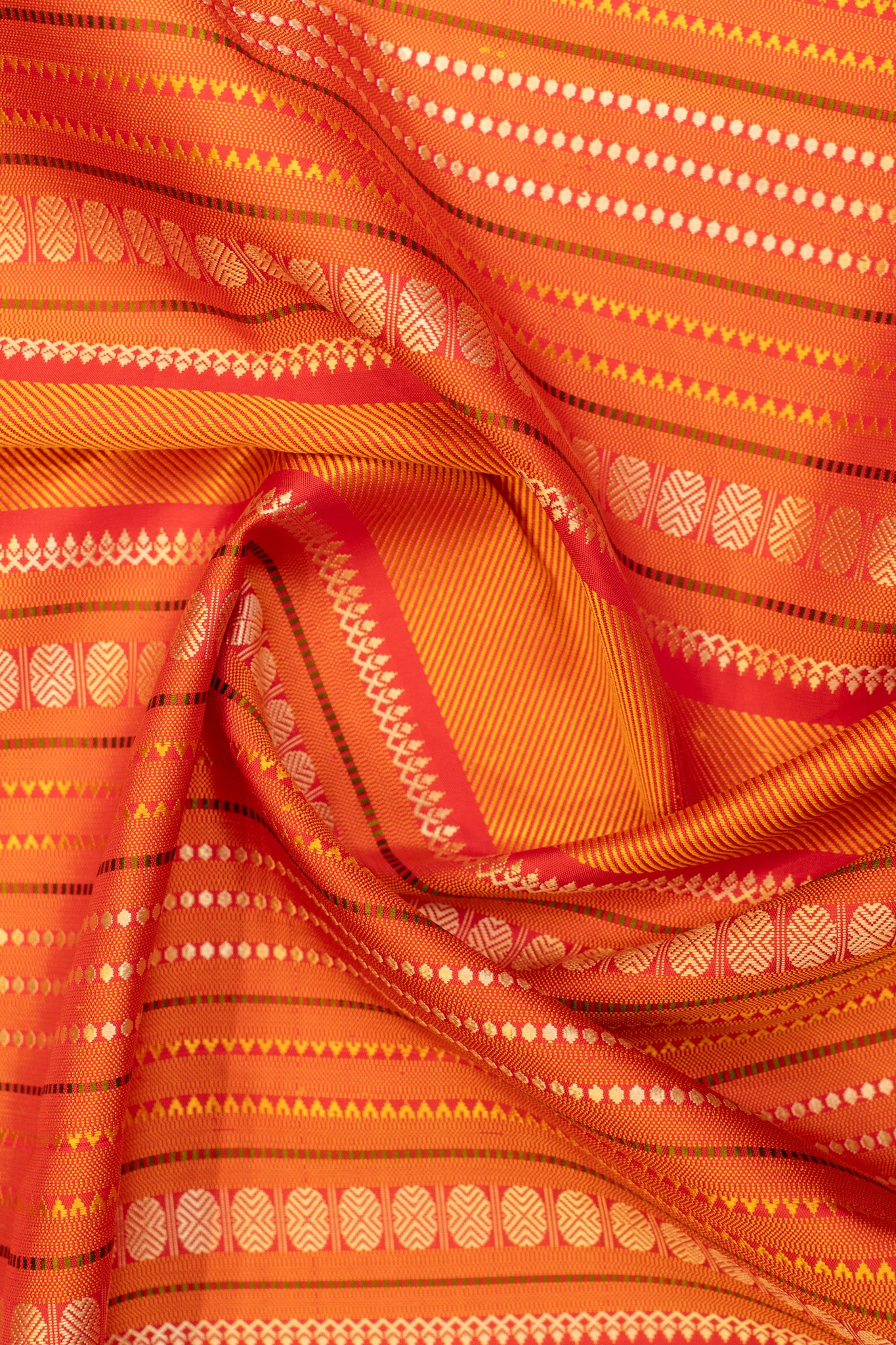 Ivory and pink thread rettai pettu without zari pure Kanchipuram silk saree