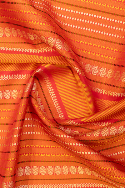 Ivory and pink thread rettai pettu without zari pure Kanchipuram silk saree