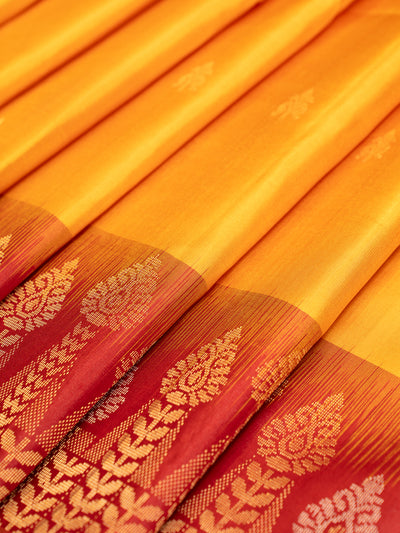 Mustard and Maroon Paithani Soft Silk Saree | Clio Silks