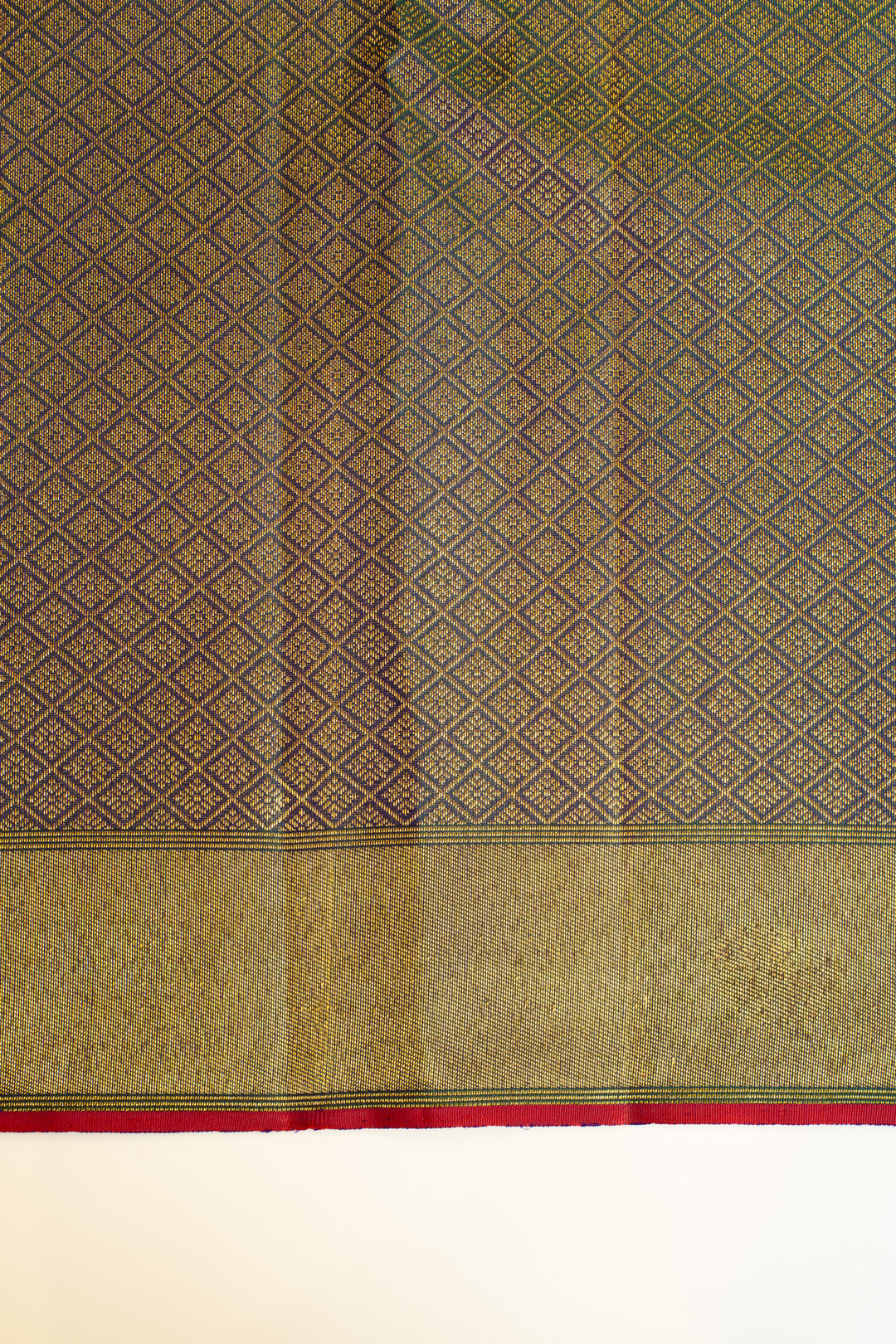 Peacock blue ornamental pure brocade Kanchipuram silk saree