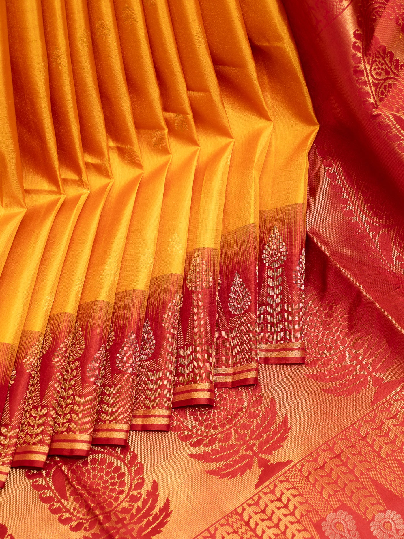 Mustard and Maroon Paithani Soft Silk Saree | Clio Silks