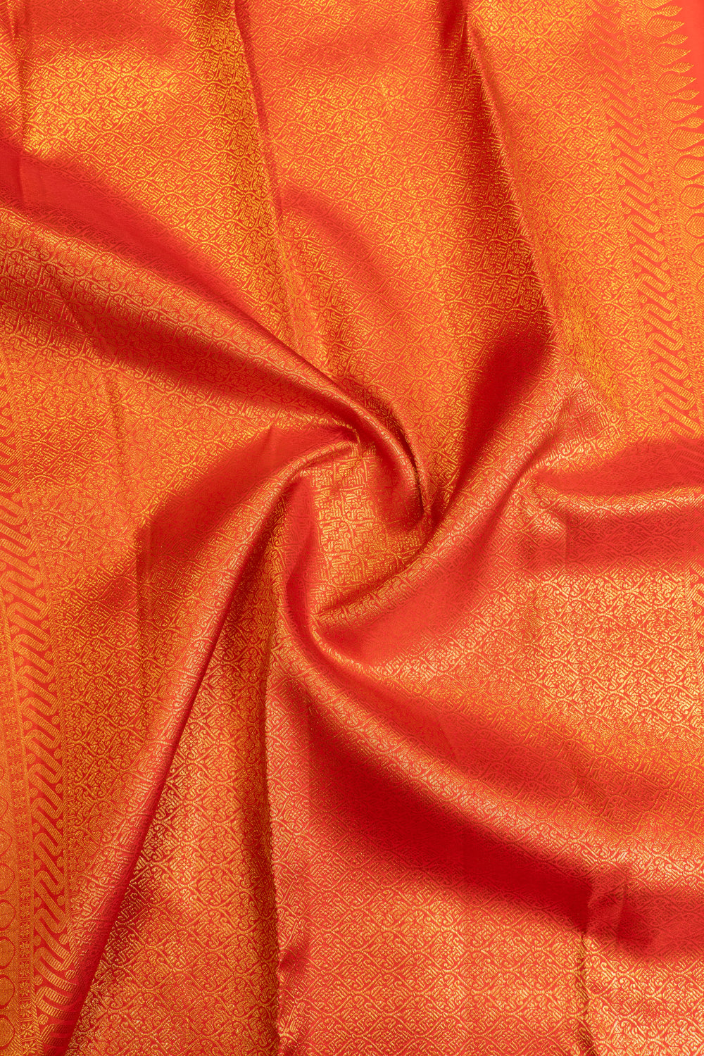 Mango yellow and red rettai pettu pure Kanchipuram silk saree