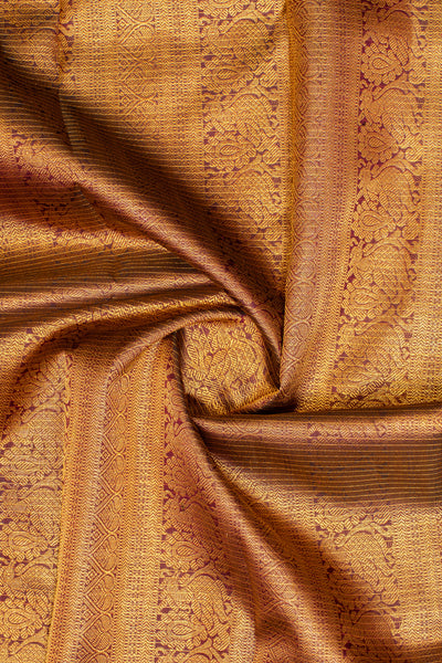 Pink and orange checks pure zari Kanchipuram silk saree