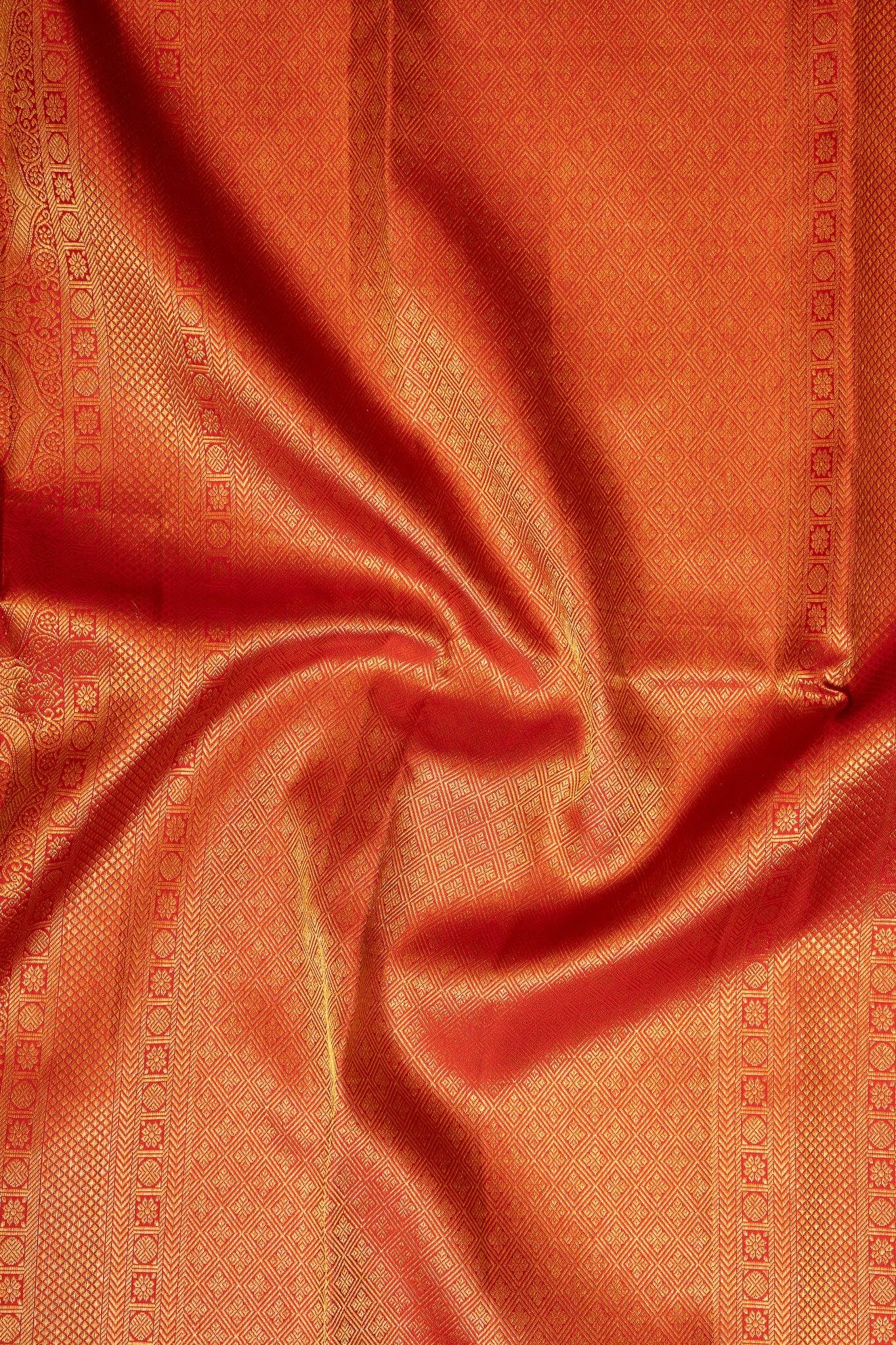 Red and Gold Pure Kanchipuram Silk Saree - Clio Silks