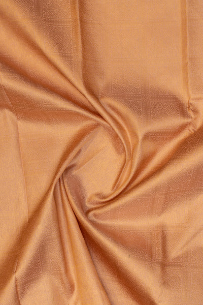 Salmon pink orange checks brocade pure Kanchipuram silk saree