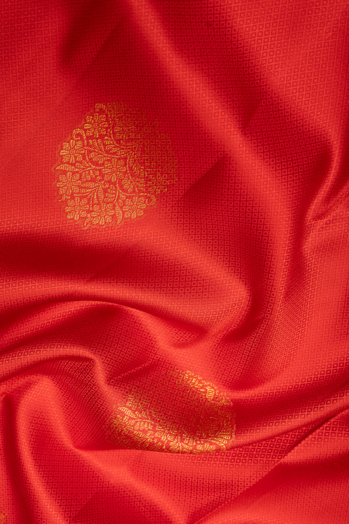 Red and Gold Pure Kanchipuram Silk Saree - Clio Silks