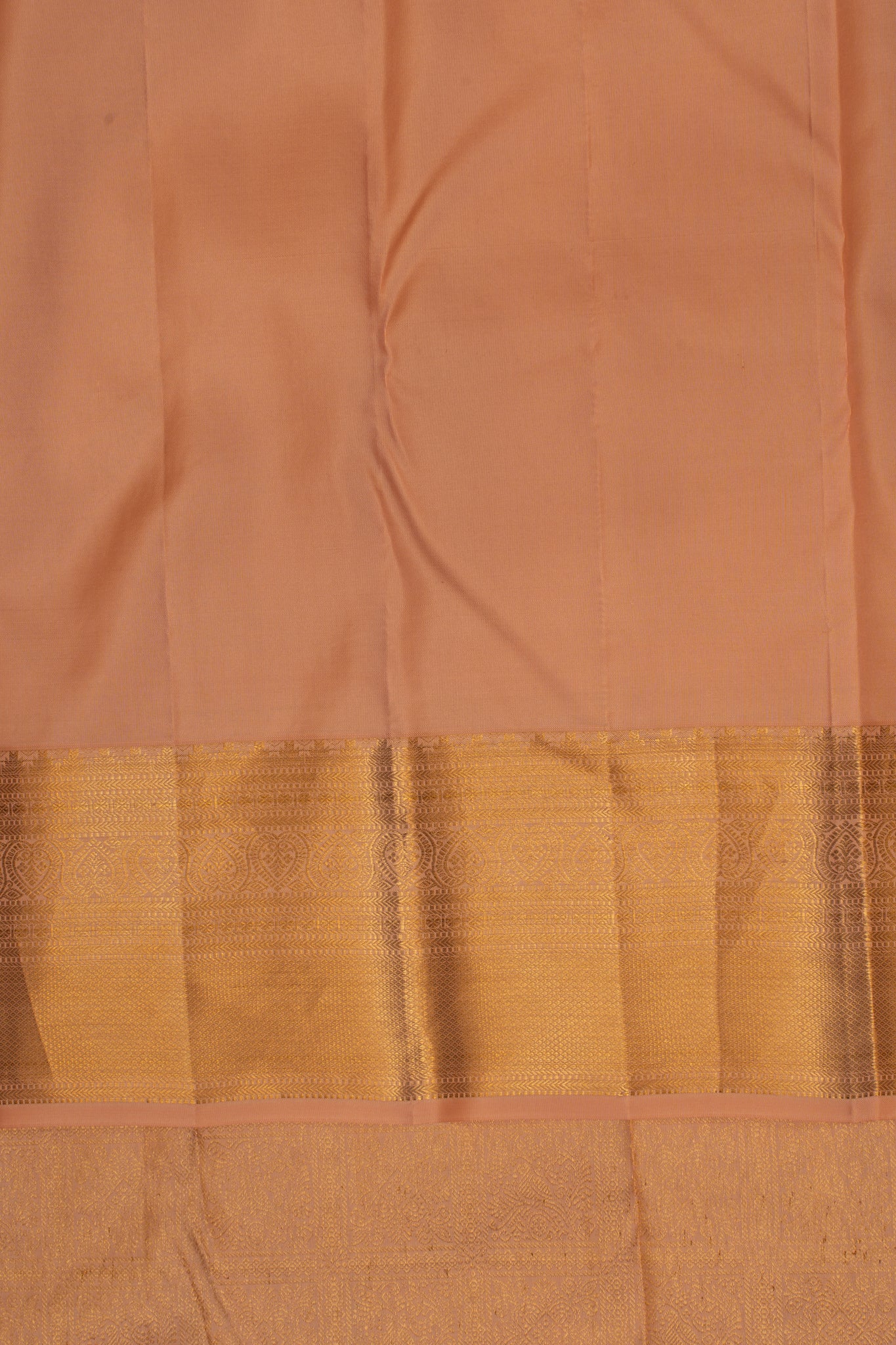 Salmon pink orange checks brocade pure Kanchipuram silk saree