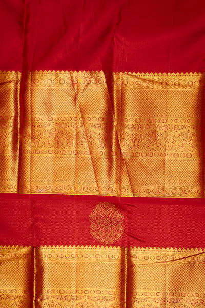 Red and Gold Pure Kanchipuram Silk Saree - Clio Silks