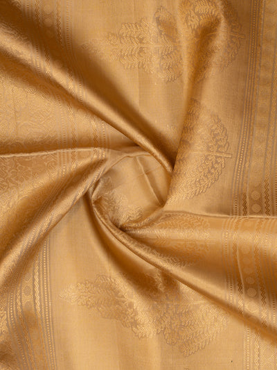 Brown Butties and Gold Soft Silk Saree | Clio Silks