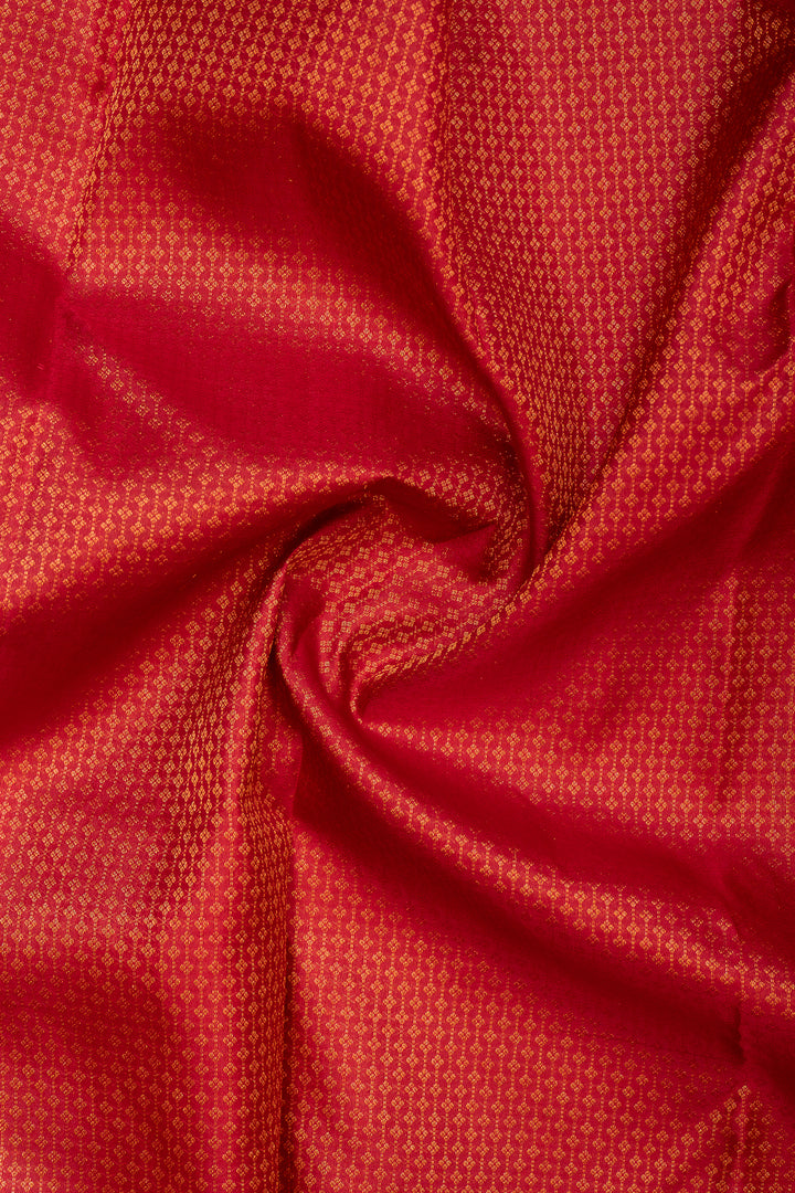 Red Brocade Pure Kanchipuram Silk Saree - Clio Silks
