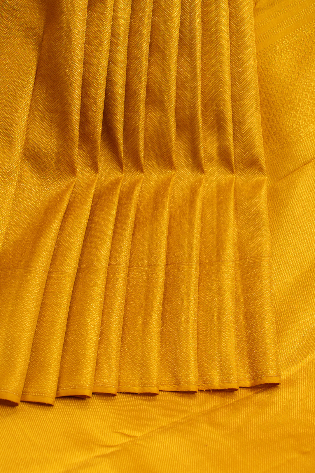 Yellow chevron brocade pure Kanchipuram silk saree