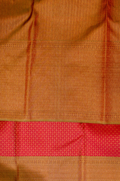 Red Brocade Pure Kanchipuram Silk Saree - Clio Silks