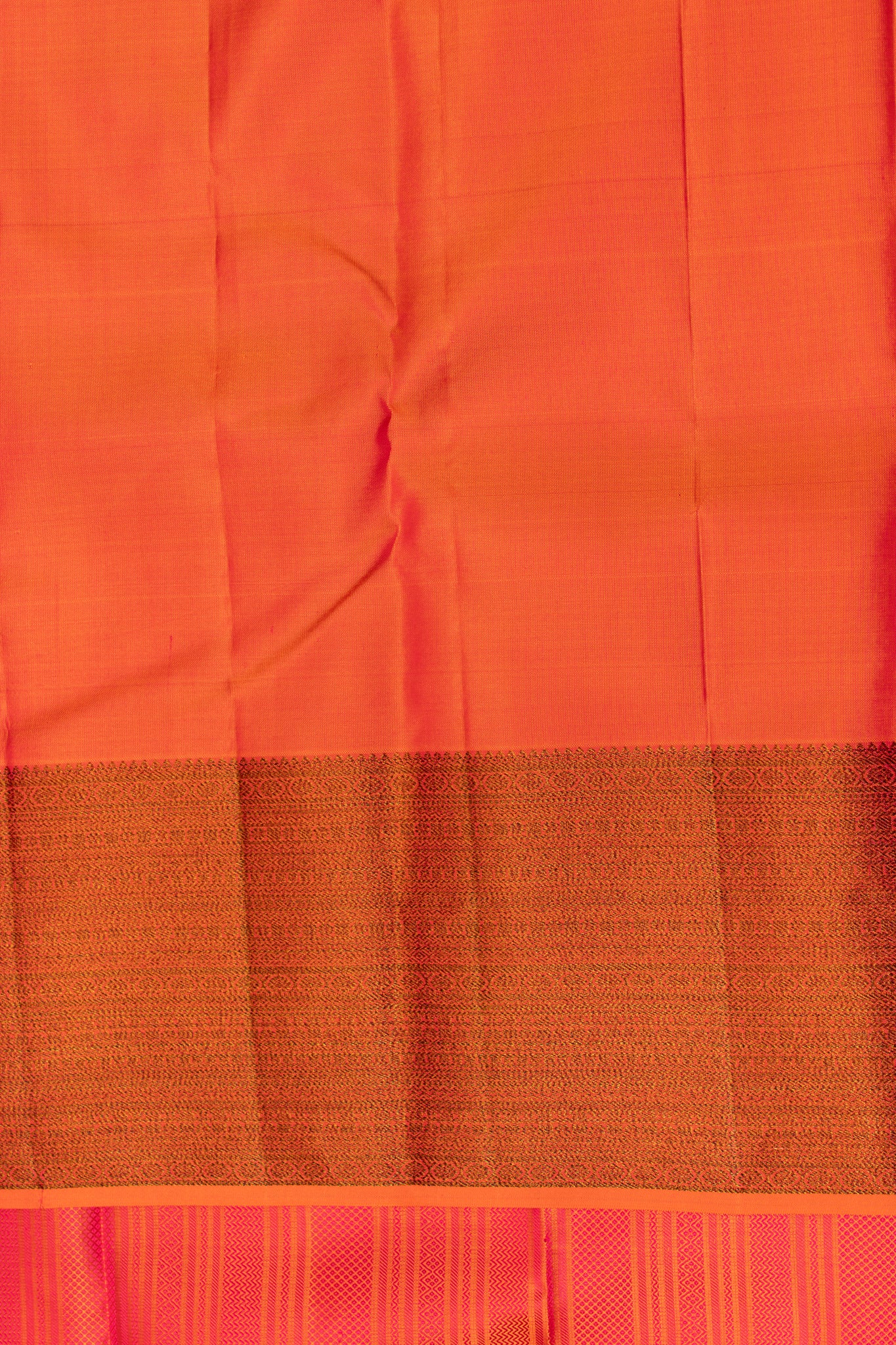 Peach pink thread panel pure Kanchipuram silk saree