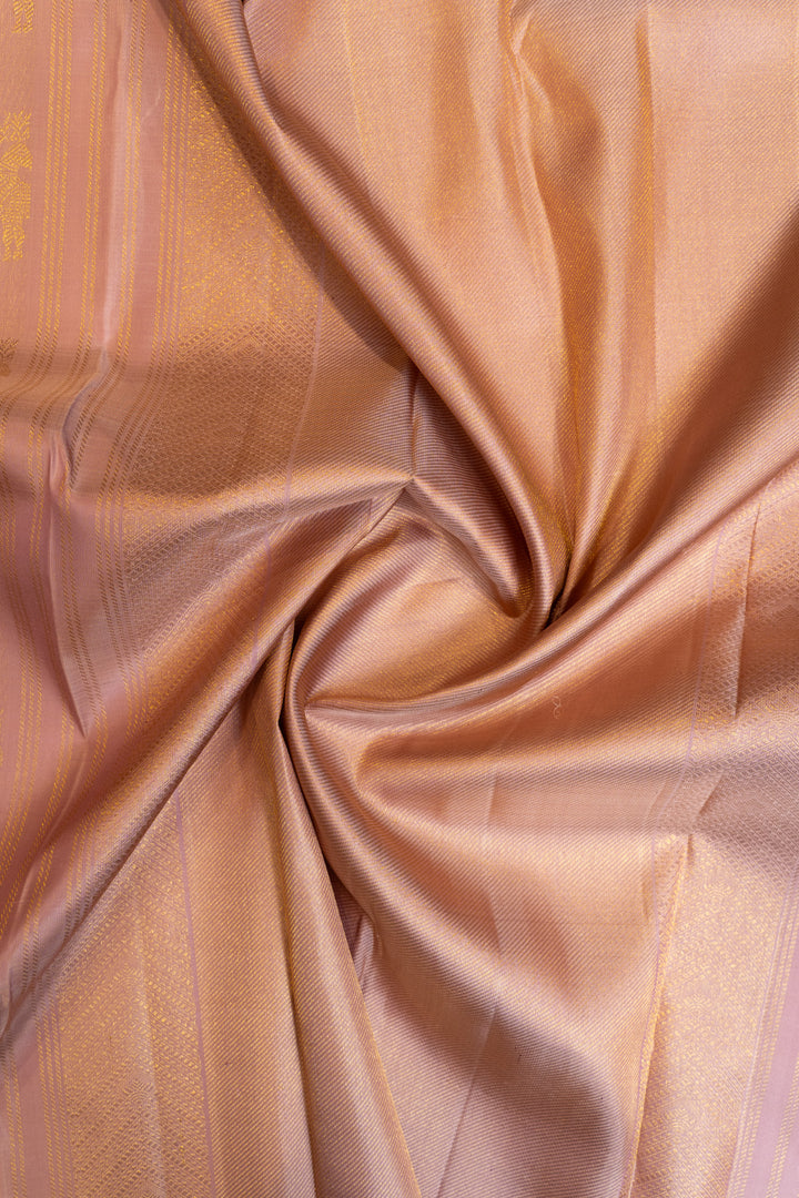 Mauve zari motifs borderless brocade pure Kanchipuram silk saree