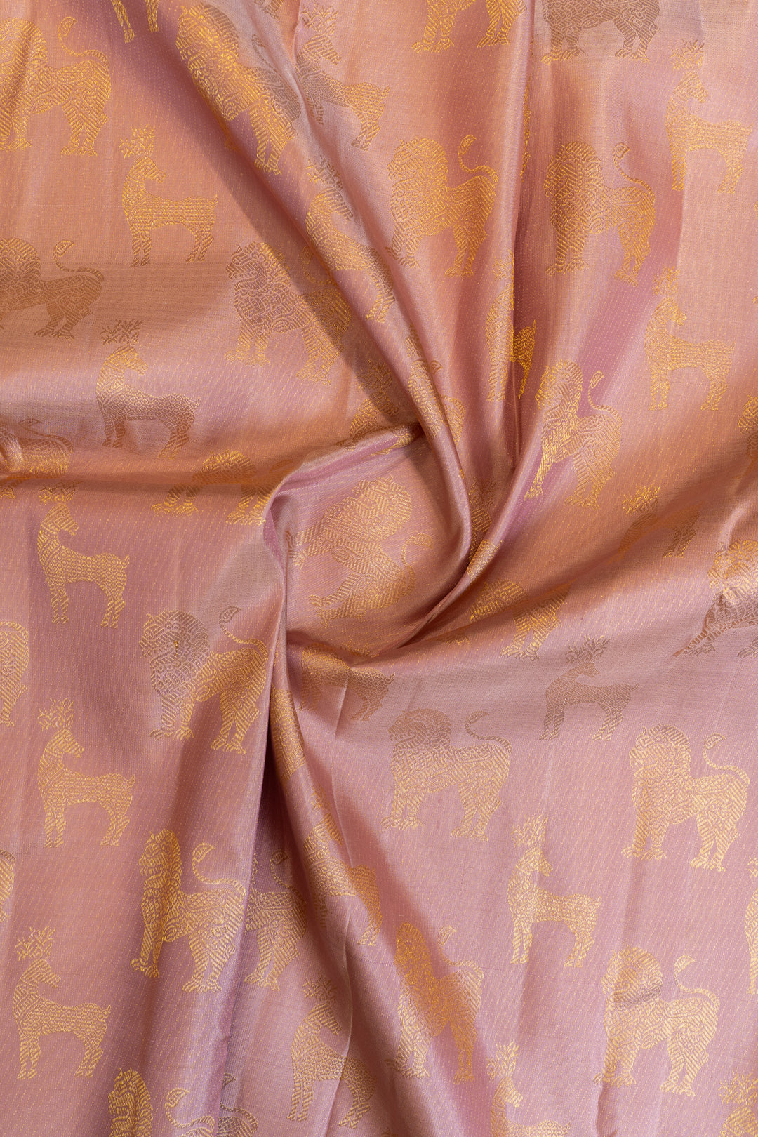 Mauve zari motifs borderless brocade pure Kanchipuram silk saree
