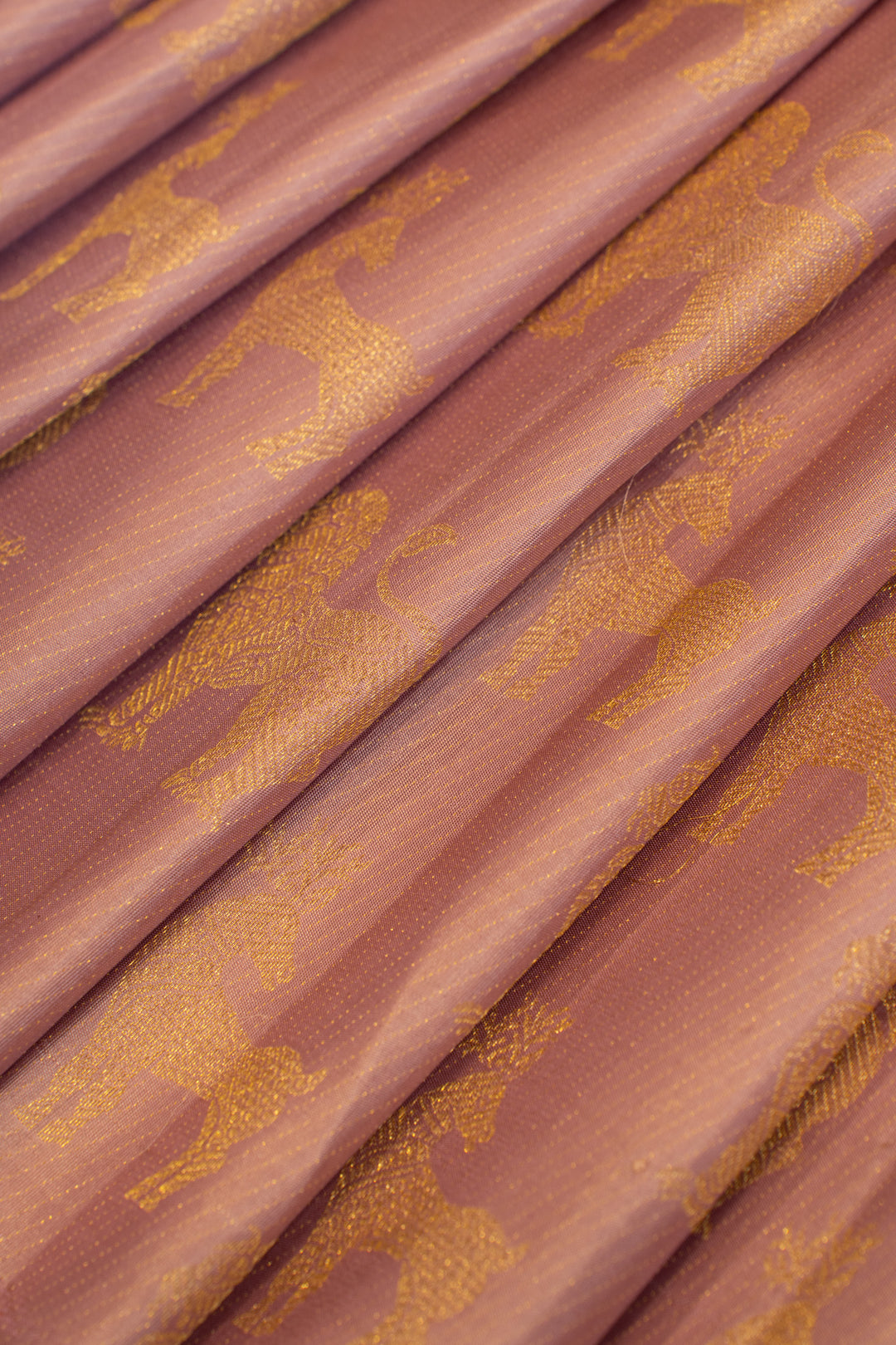 Mauve zari motifs borderless brocade pure Kanchipuram silk saree