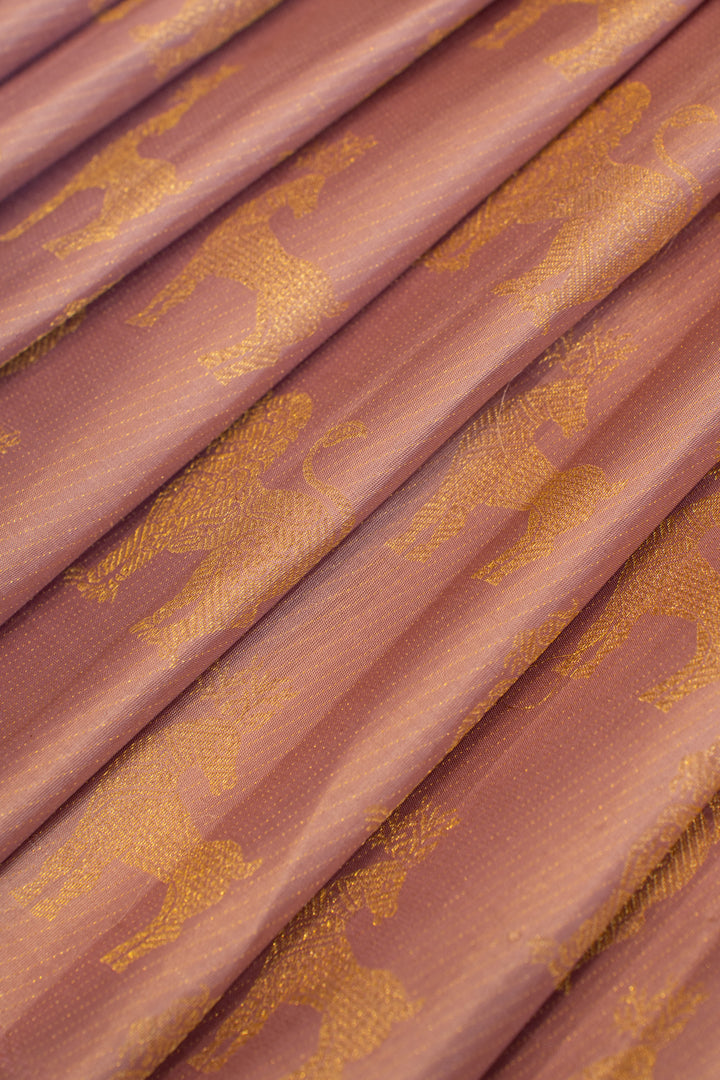 Mauve zari motifs borderless brocade pure Kanchipuram silk saree
