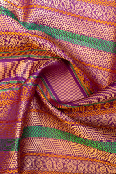 Yellow and purple without zari pure Kanchipuram silk saree