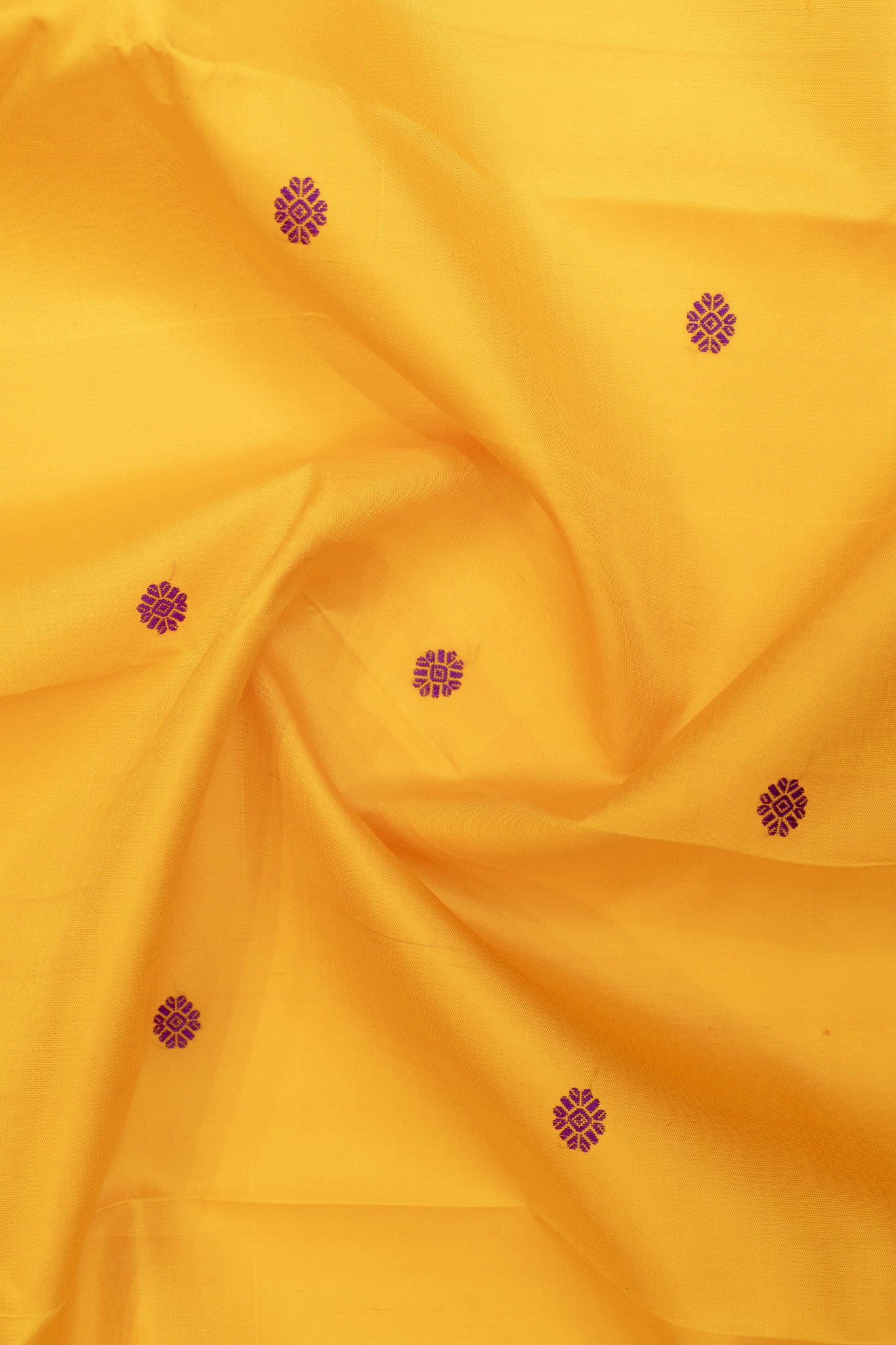 Yellow and purple without zari pure Kanchipuram silk saree