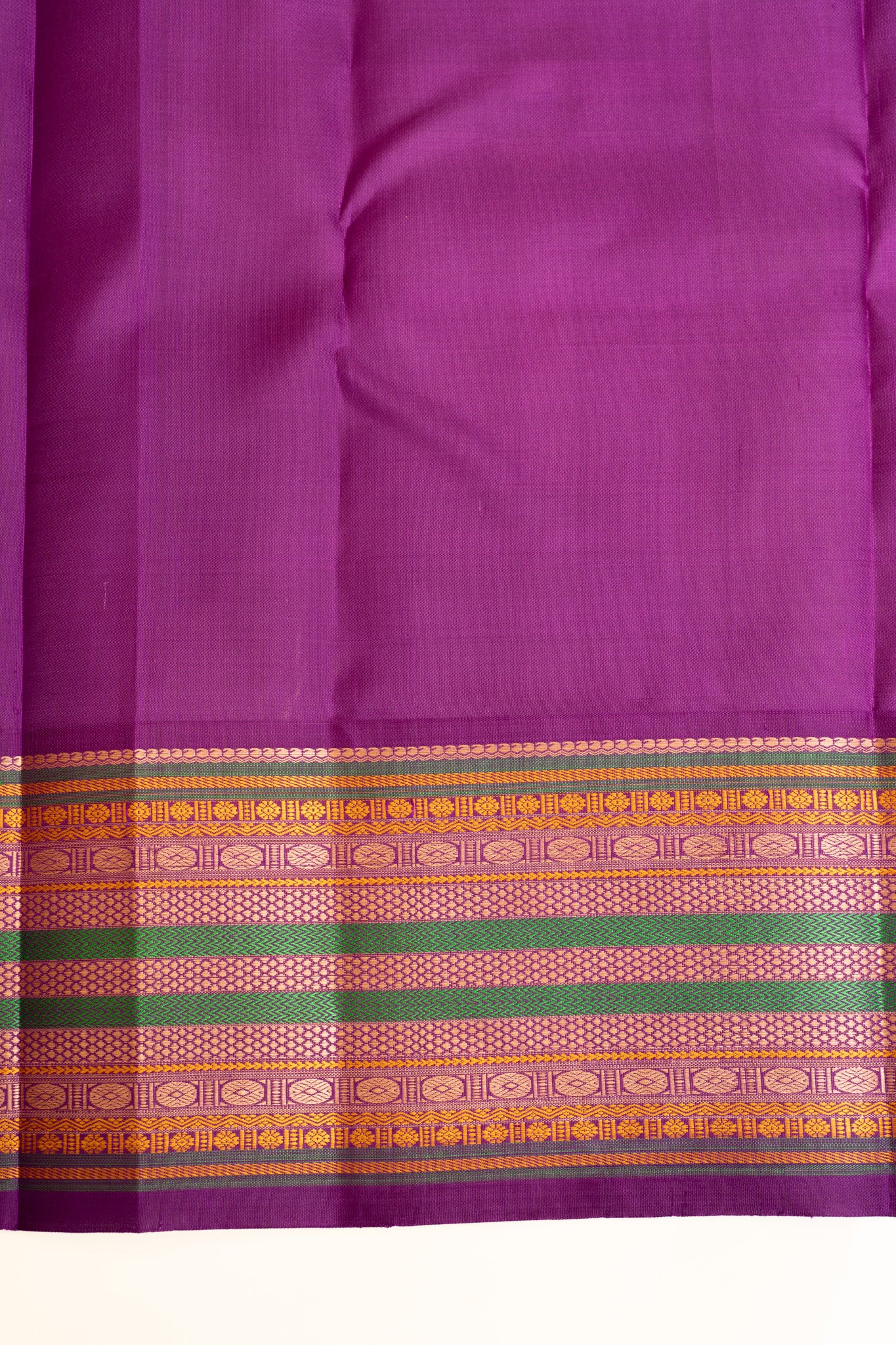 Yellow and purple without zari pure Kanchipuram silk saree