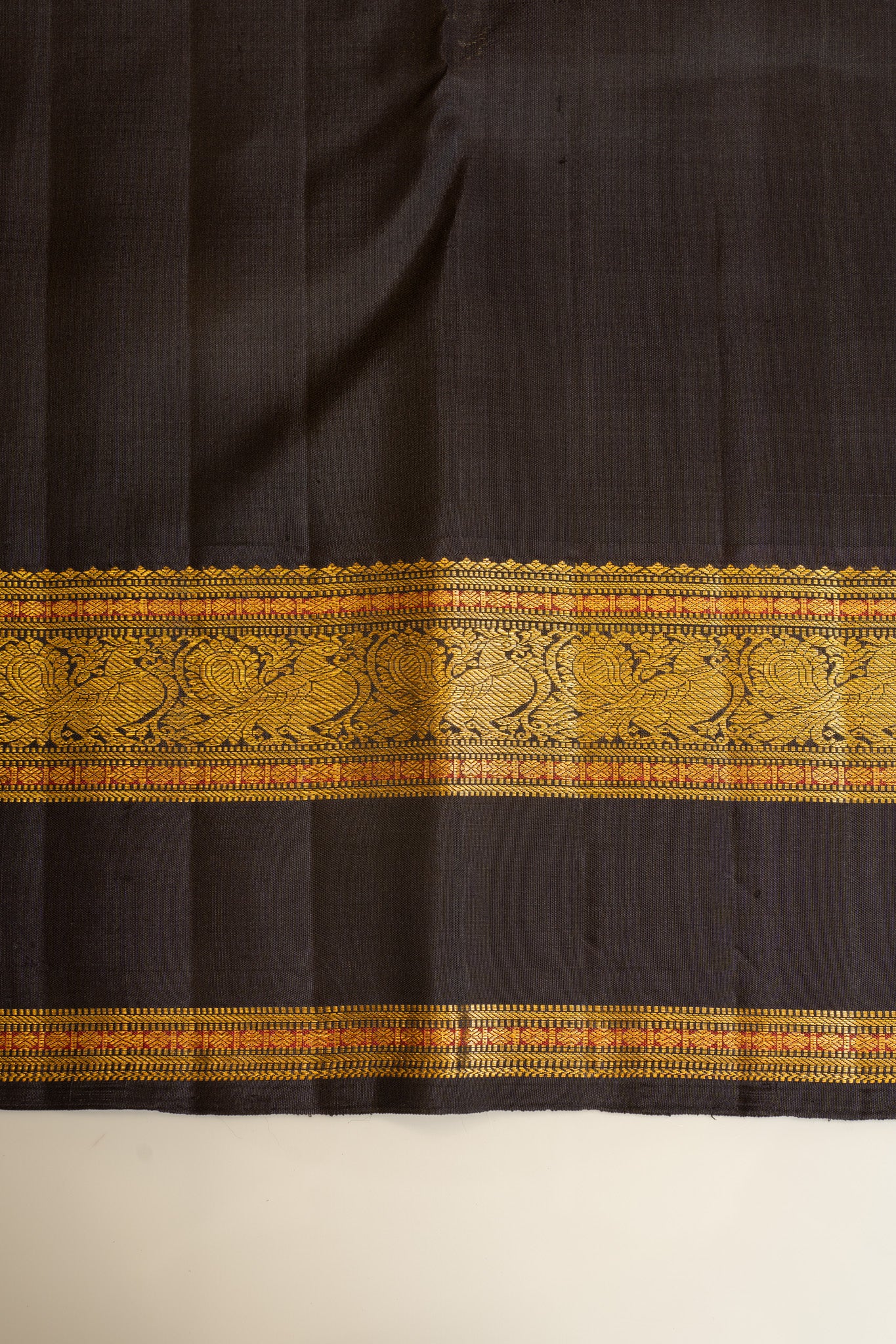 Elephant grey and black traditional pure Kanchipuram silk saree