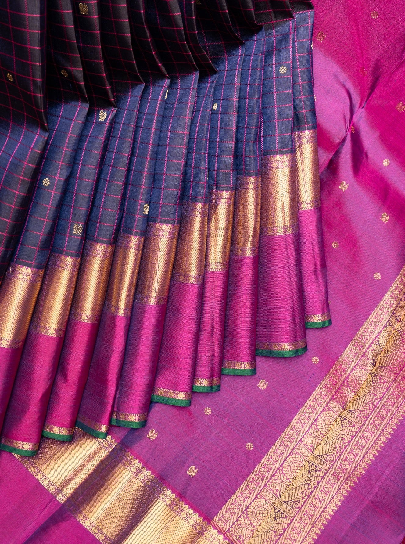 Indigo Purple Pure Zari Kanjivaram Silk Saree - Clio Silks