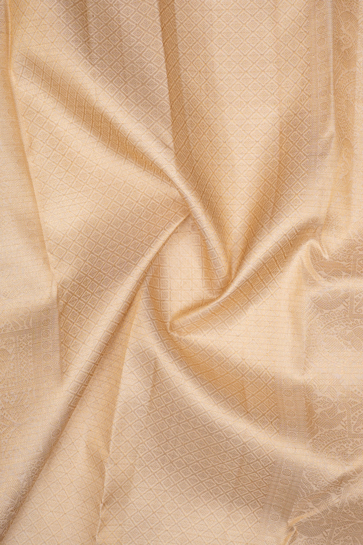 Cream Zari Checks Pure Kanchipuram Silk Saree