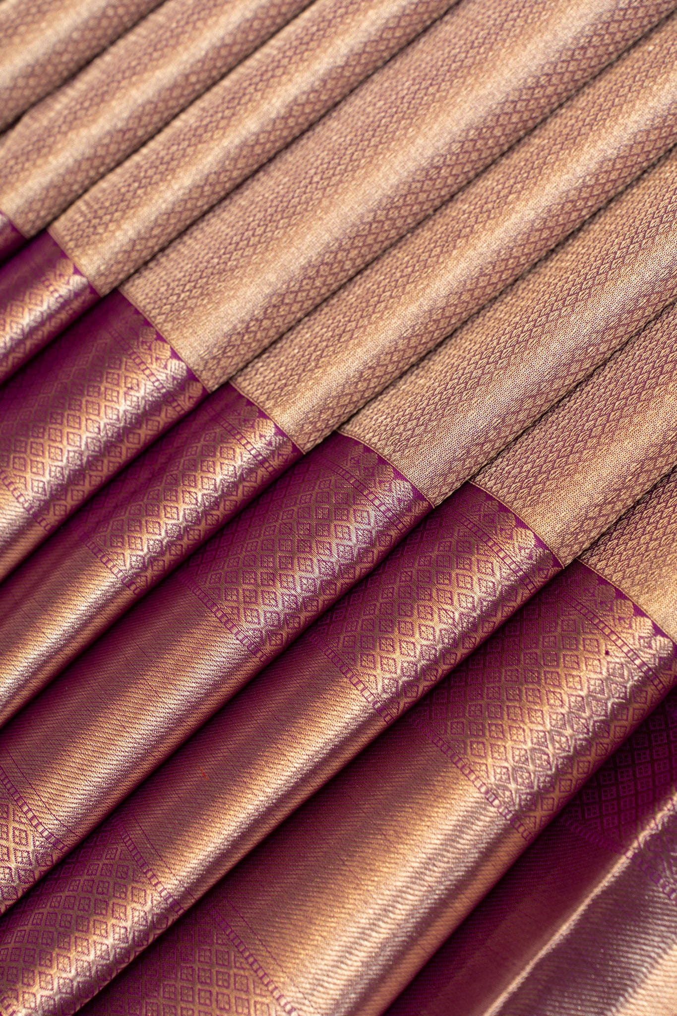 Lilac magenta tissue brocade pure kanjivaram silk saree