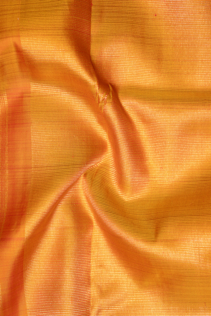 Rust Orange Neli Stripes Pure Zari Kanchipuram Silk Saree - Clio Silks