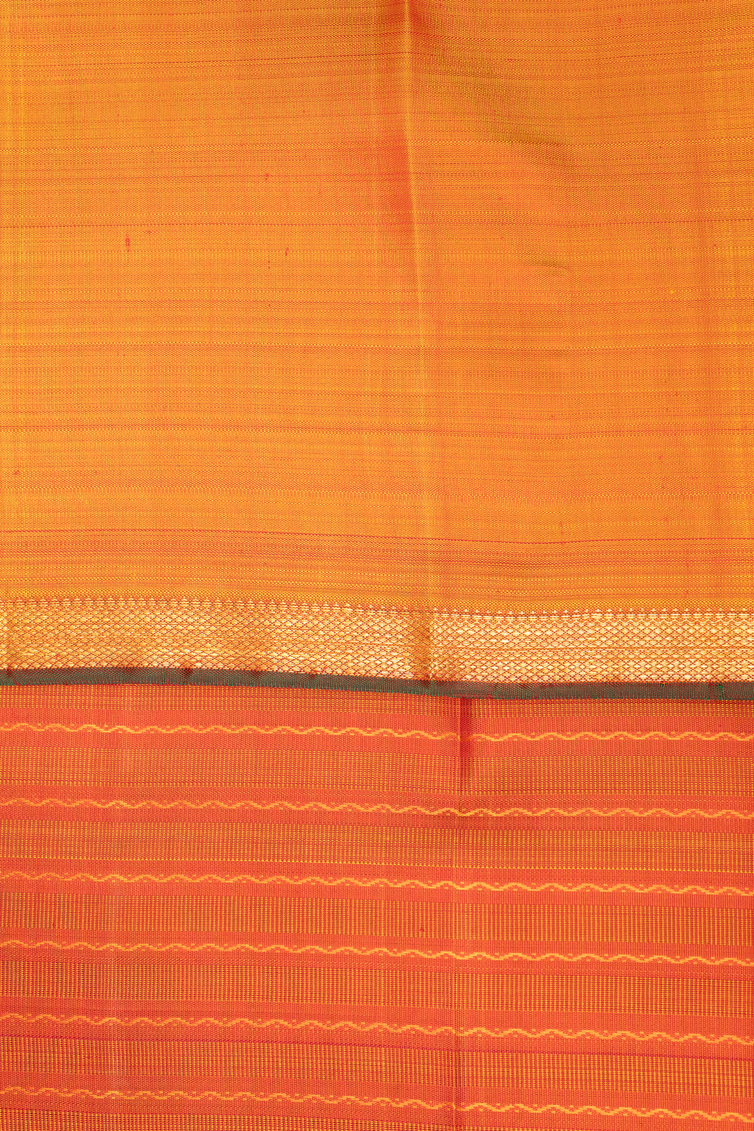 Rust Orange Neli Stripes Pure Zari Kanchipuram Silk Saree - Clio Silks