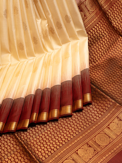 Cream Butties and Maroon Soft Silk Saree | Clio Silks