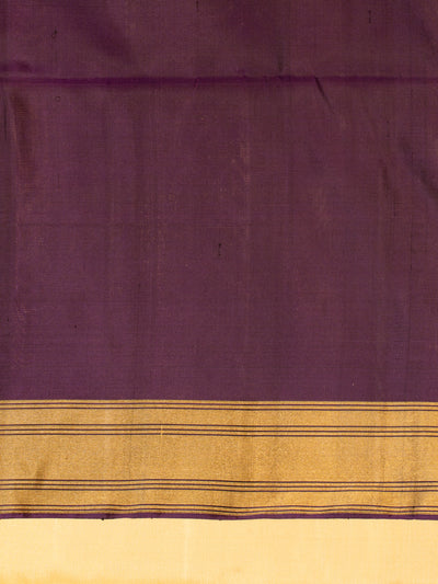 Beige and Purple Paithani Soft Silk Saree | Clio Silks