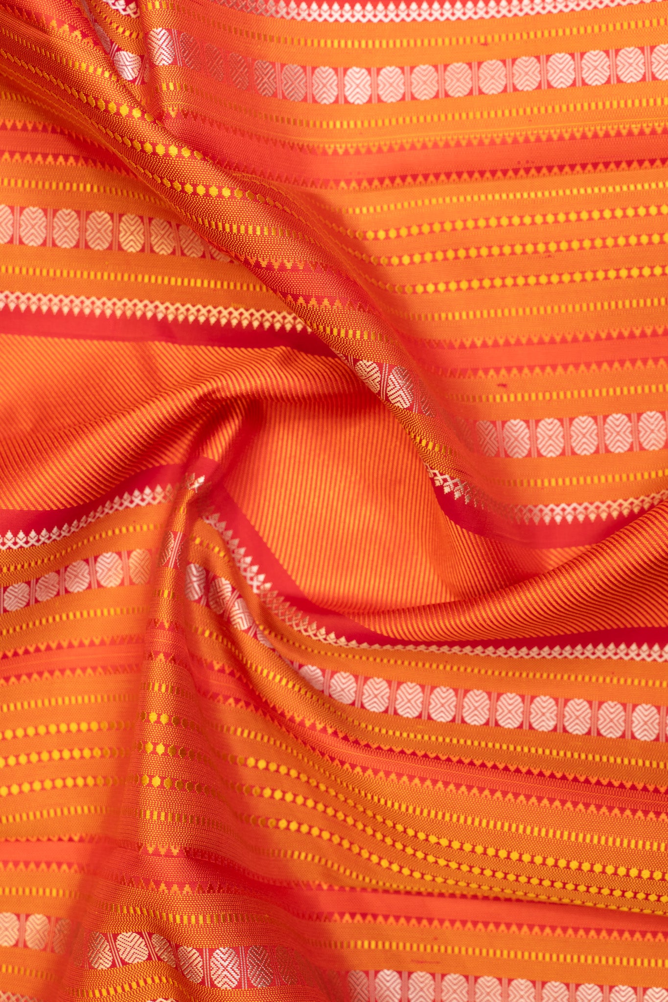 Bluish pink and orange without zari pure Kanchipuram silk saree