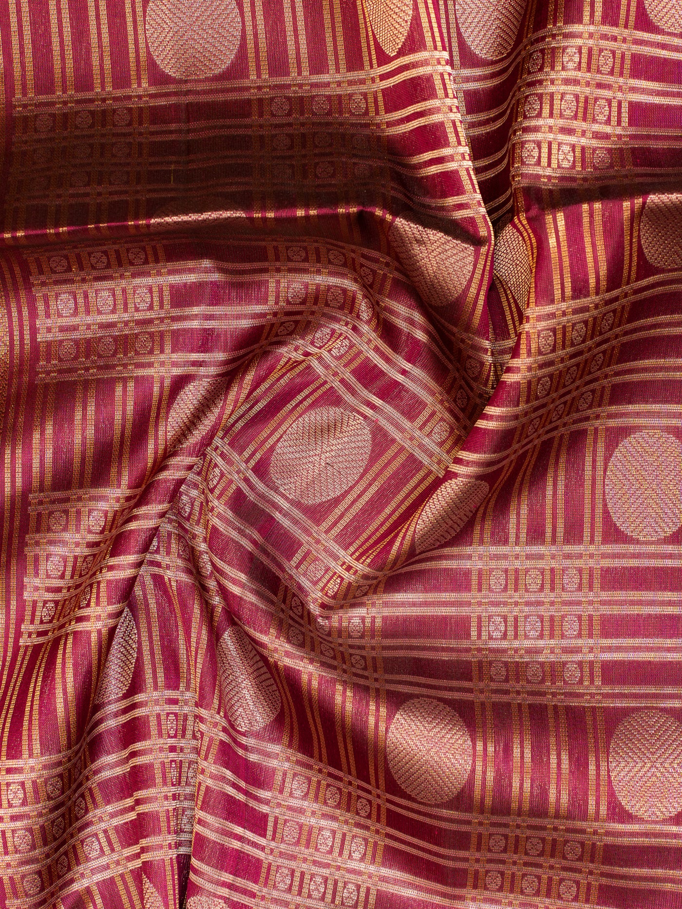 Jamun Silver and Copper Stripes Soft Silk Saree | Clio Silks