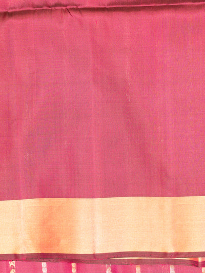 Jamun Silver and Copper Stripes Soft Silk Saree | Clio Silks