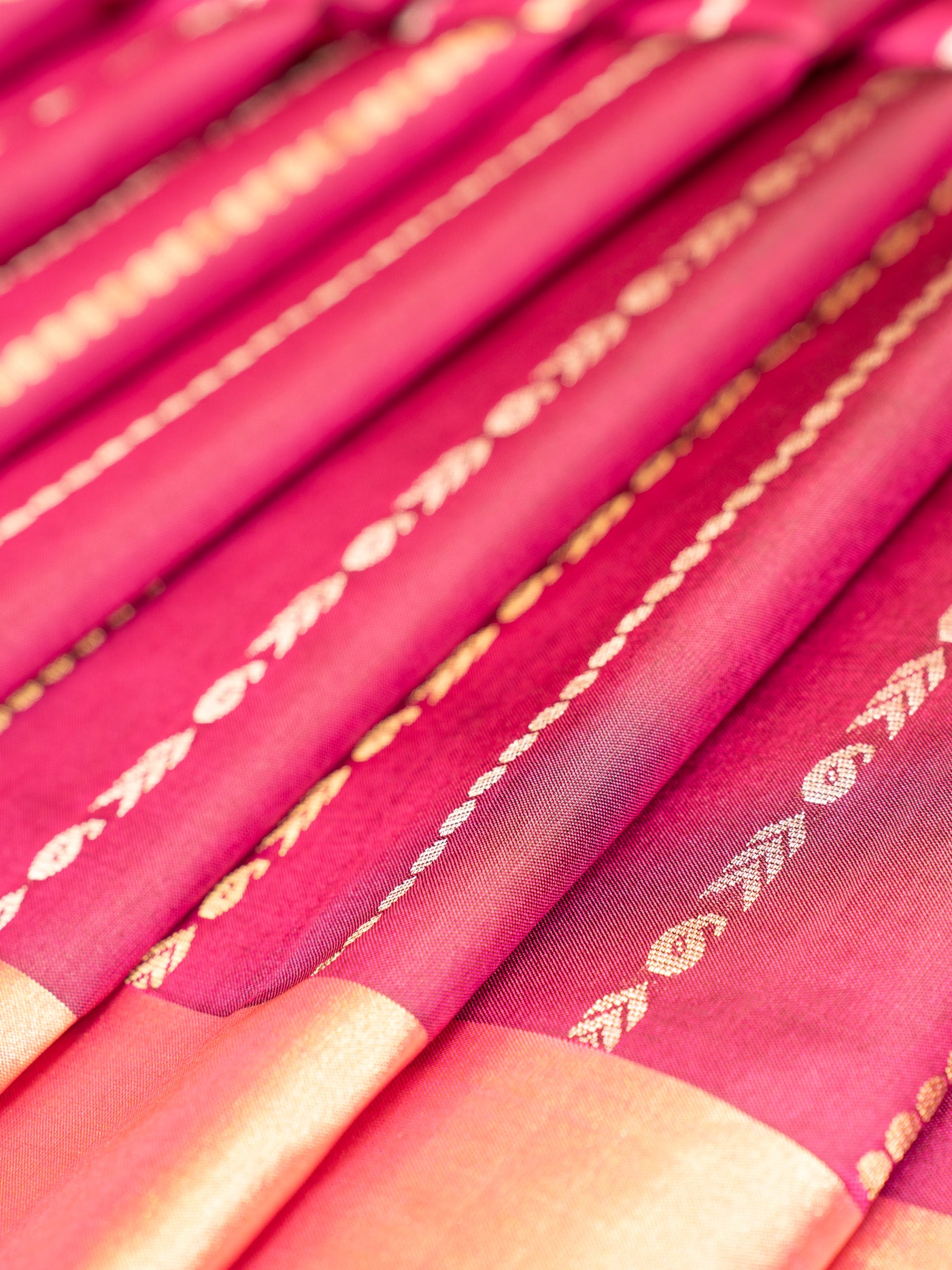 Jamun Silver and Copper Stripes Soft Silk Saree | Clio Silks