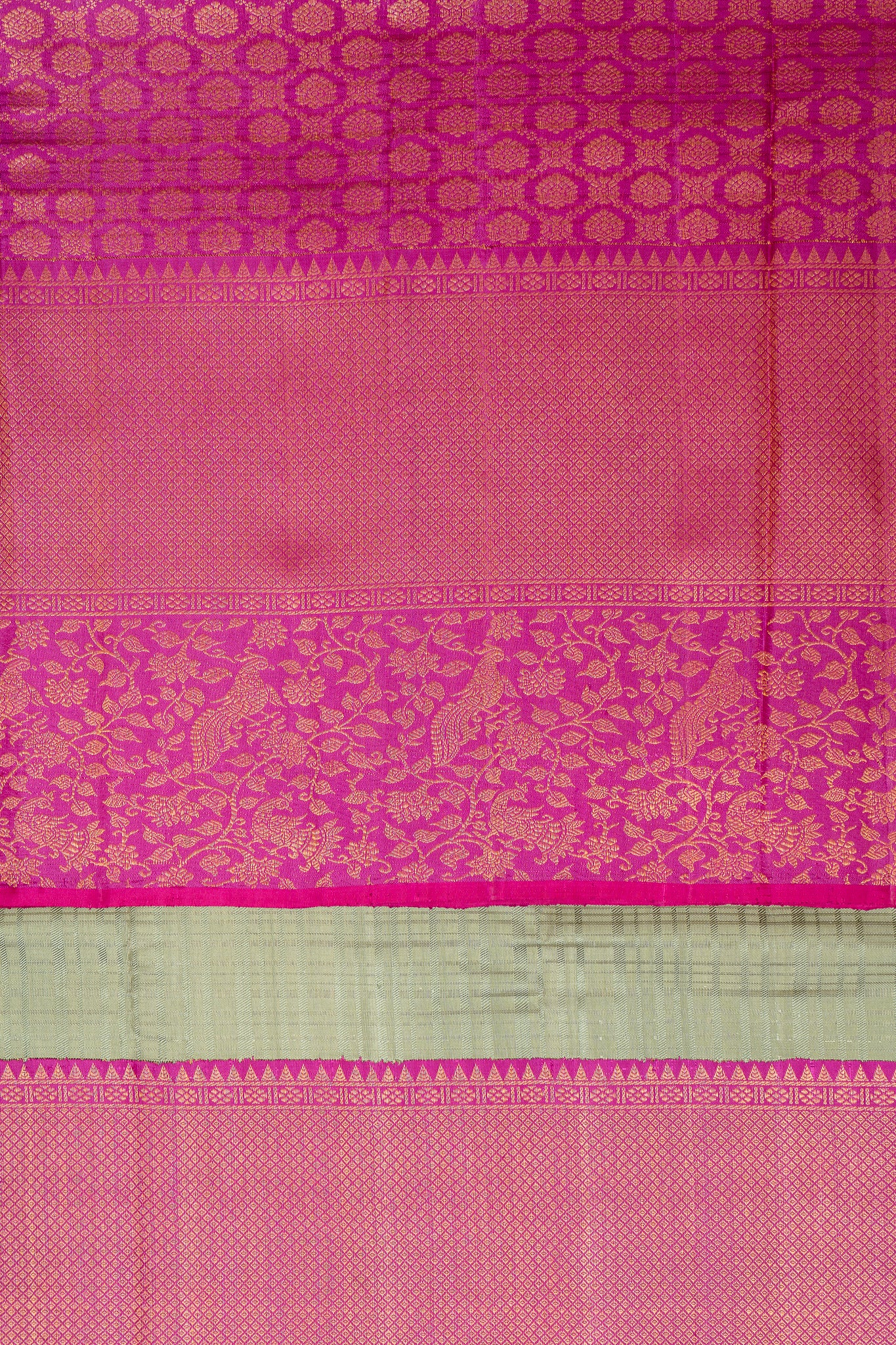 Elaichi Green and Magenta Pure Zari Kanchipuram Silk Saree - Clio Silks