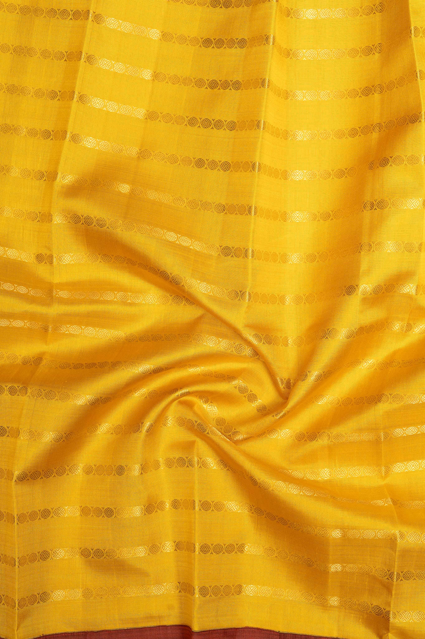 Yellow  Zari Stripes Pure Kanchipuram Silk Saree - Clio Silks