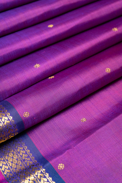 Aubergine Purple Pure Zari Traditional Kanchipuram Silk Saree - Clio Silks