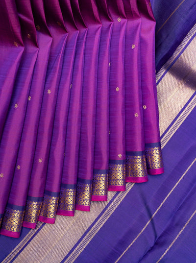 Aubergine Purple Pure Zari Traditional Kanchipuram Silk Saree - Clio Silks