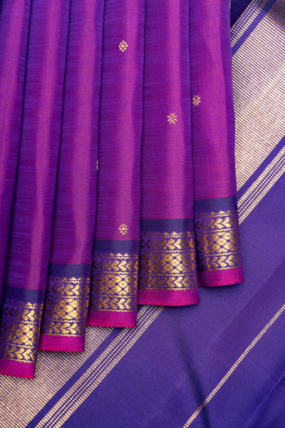 Aubergine Purple Pure Zari Traditional Kanchipuram Silk Saree - Clio Silks