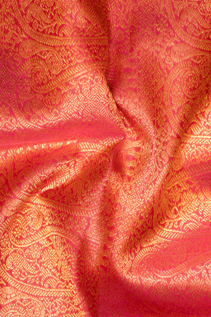 Blue and Orange Multi Checks Pure Kanjivaram Silk Saree - Clio Silks