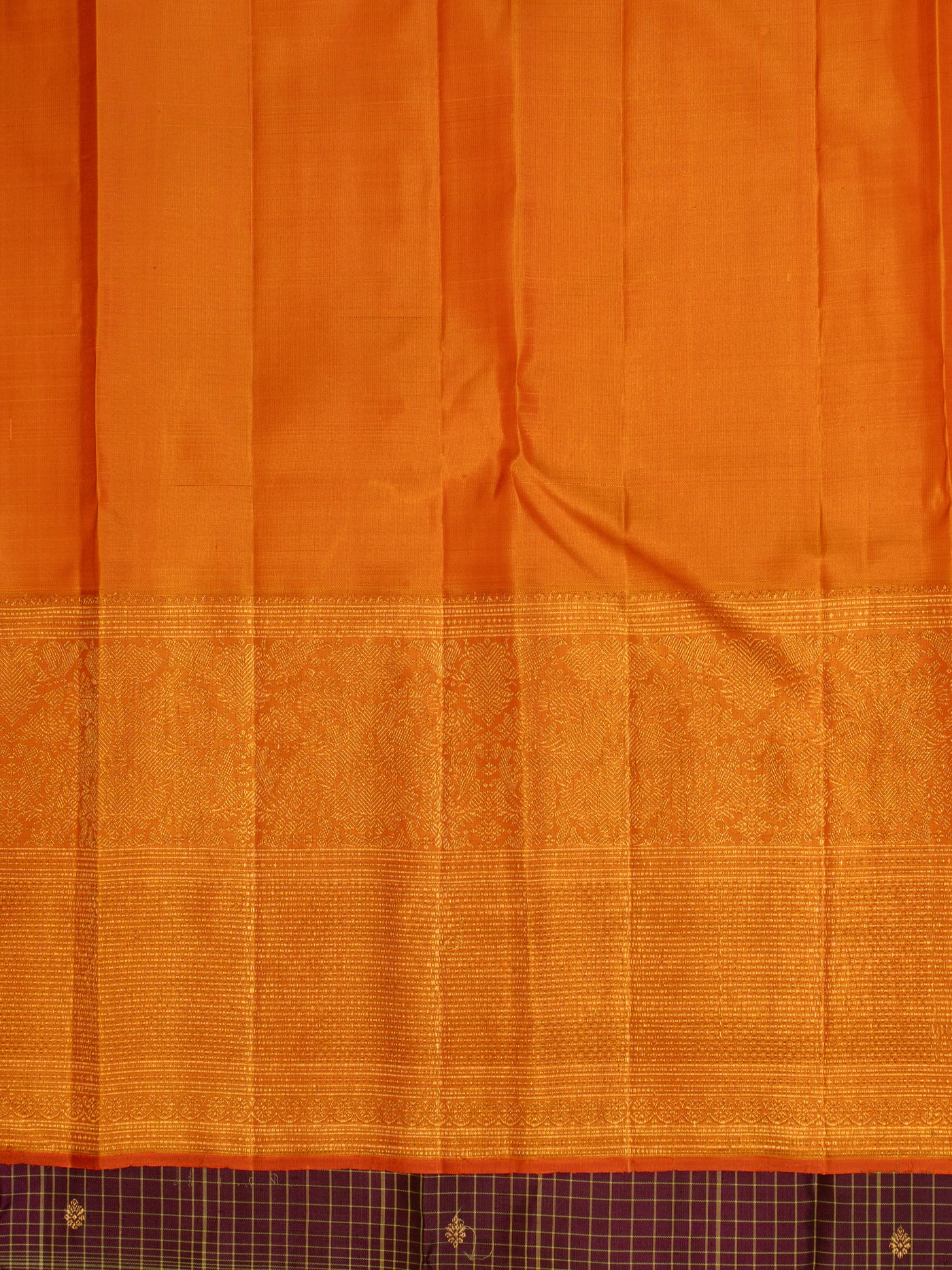 Purple and orange pure zari Kanchipuram silk saree