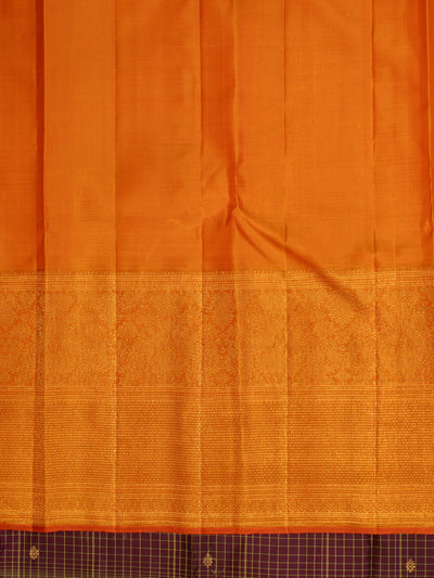 Purple and orange pure zari Kanchipuram silk saree