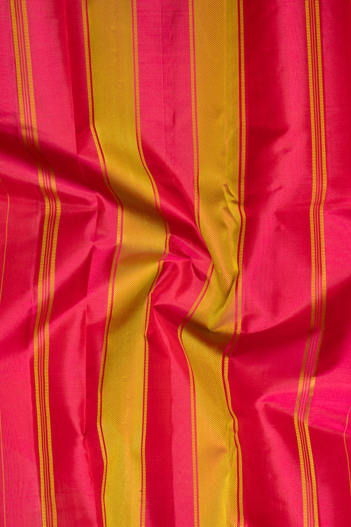 Almond Cream Stripes Korvai Pure Kanchipuram Silk Saree Without Zari - Clio Silks