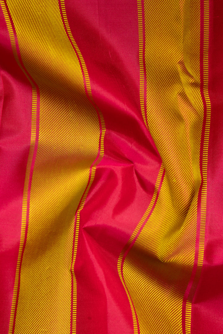 Almond Cream Stripes Korvai Pure Kanchipuram Silk Saree Without Zari - Clio Silks