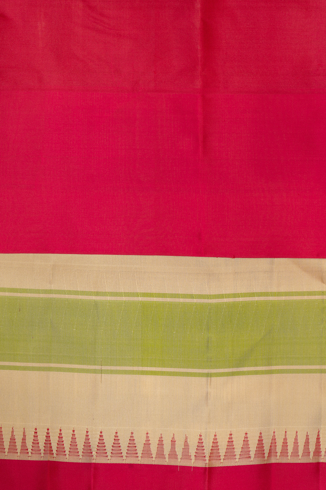 Almond Cream Stripes Korvai Pure Kanchipuram Silk Saree Without Zari - Clio Silks