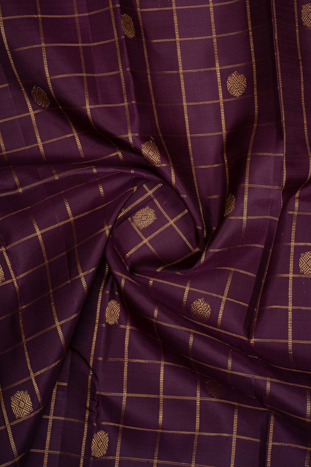 Purple Zari Checks Pure Kanchipuram Silk Saree