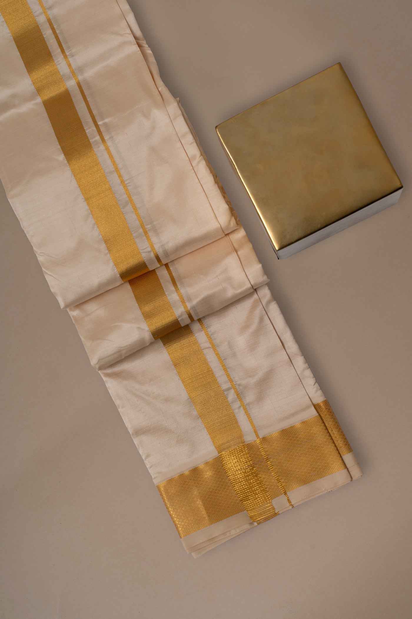 Elegant Gold Pure Silk Dhoti for Men