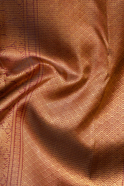 Sampanga Green Neli Stripes Pure Zari Kanchipuram Silk Saree - Clio Silks